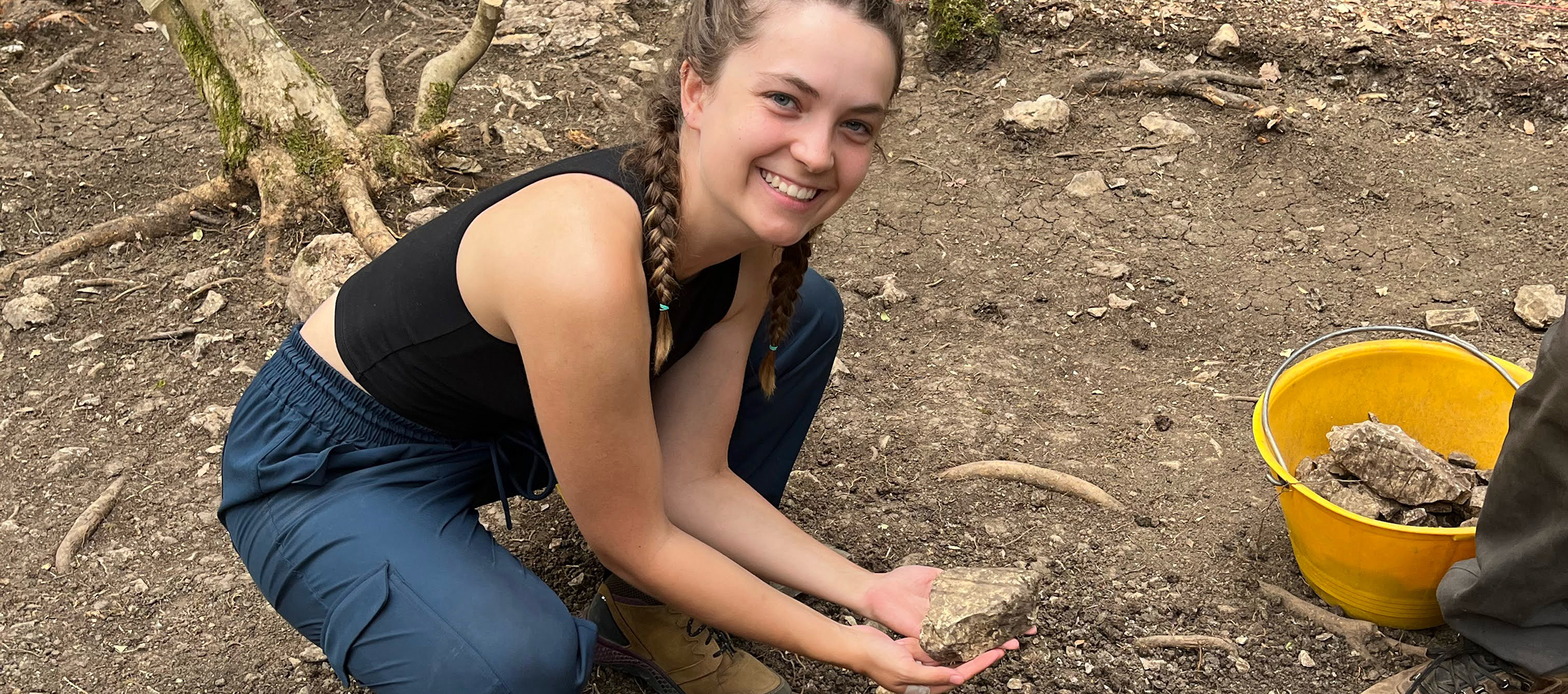 Brooke Cammann '23 working at an Etruscan archaeological site