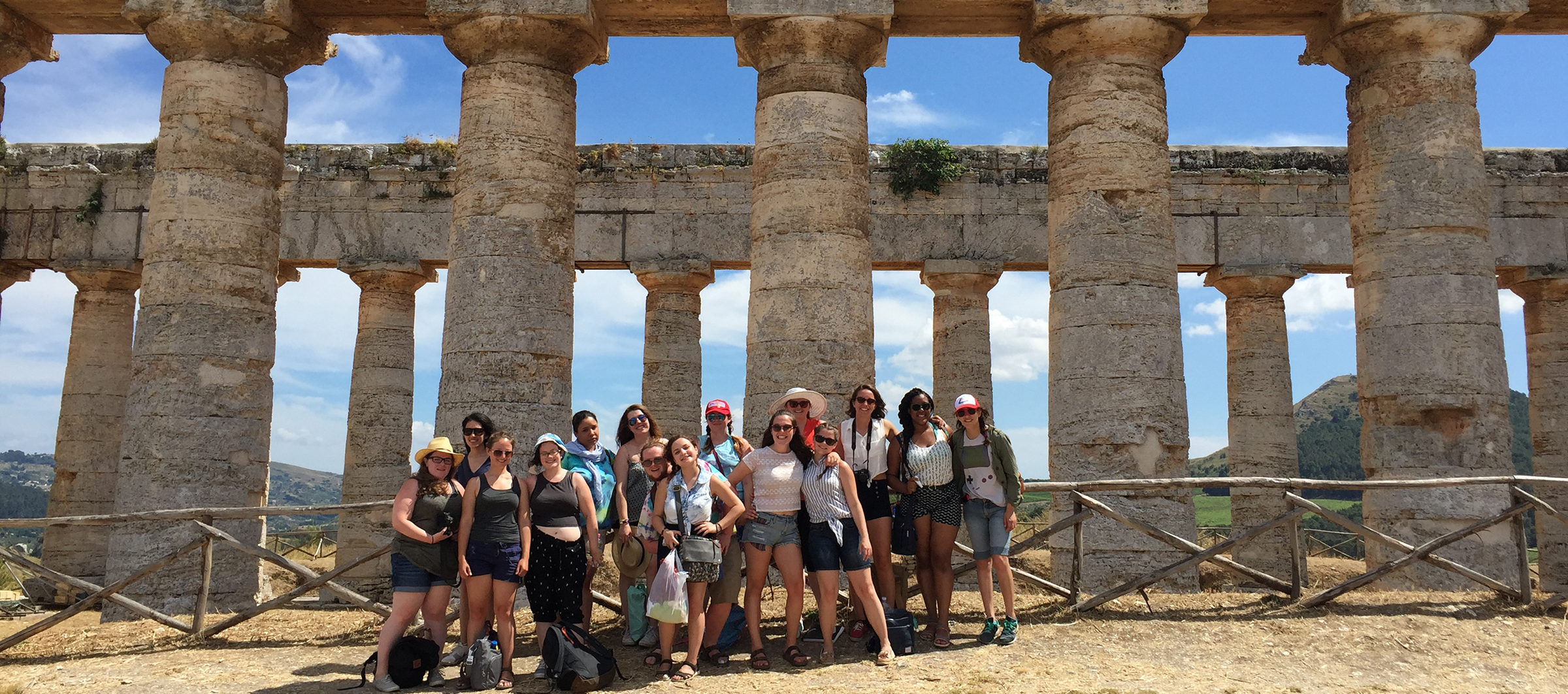students on a study abroad trip to Segesta, an ancient Greek settlement in Sicily