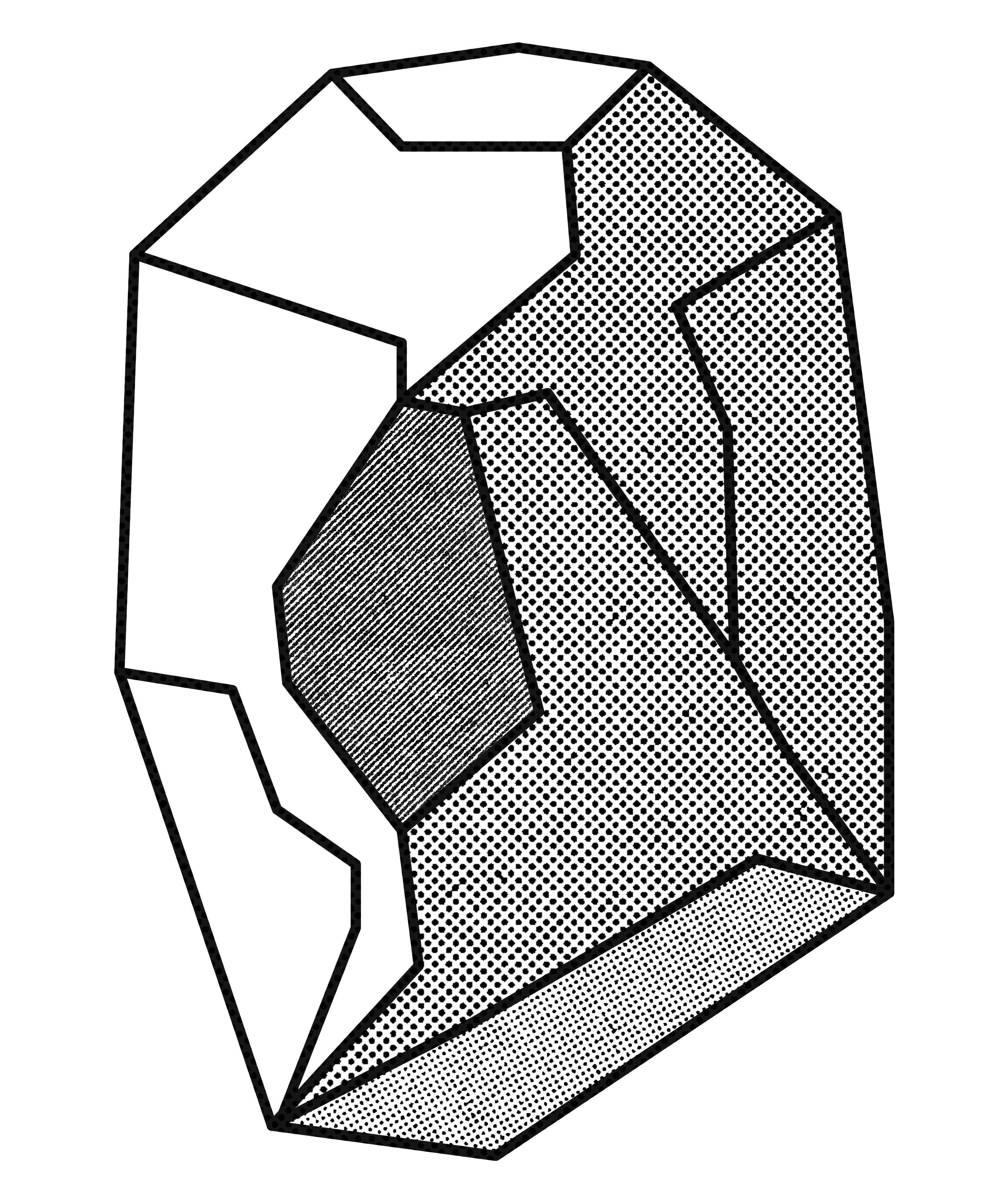 black and white drawing of a rock