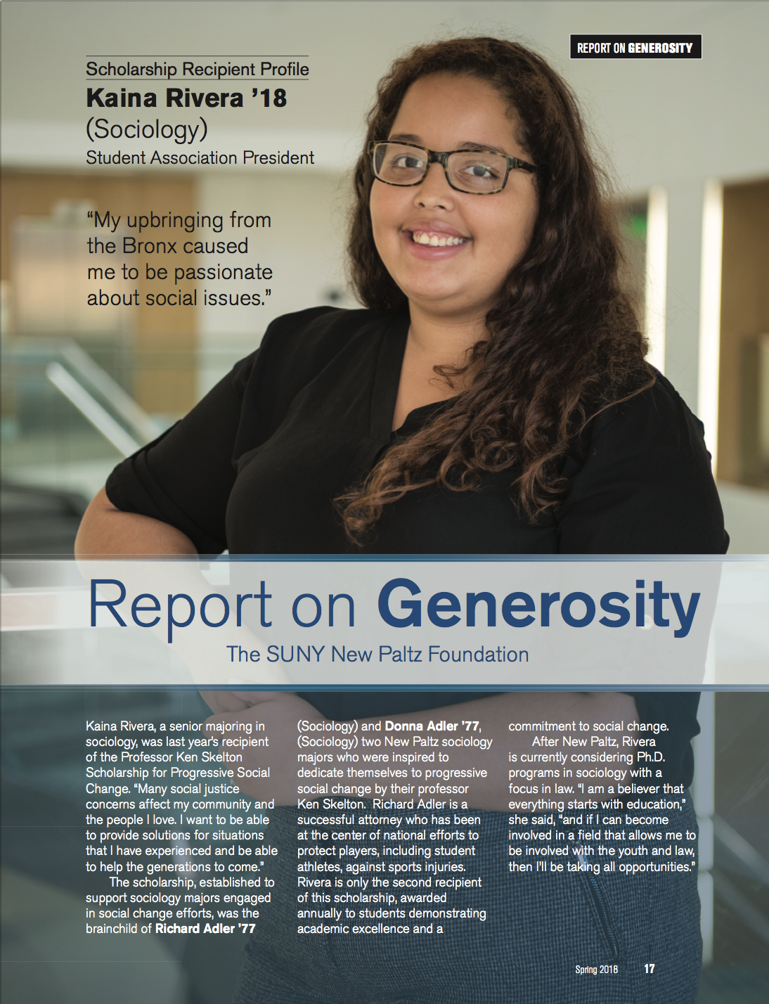 New Paltz  Alumni Magazine - Report on Generosity