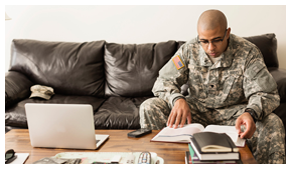 member of the military studying